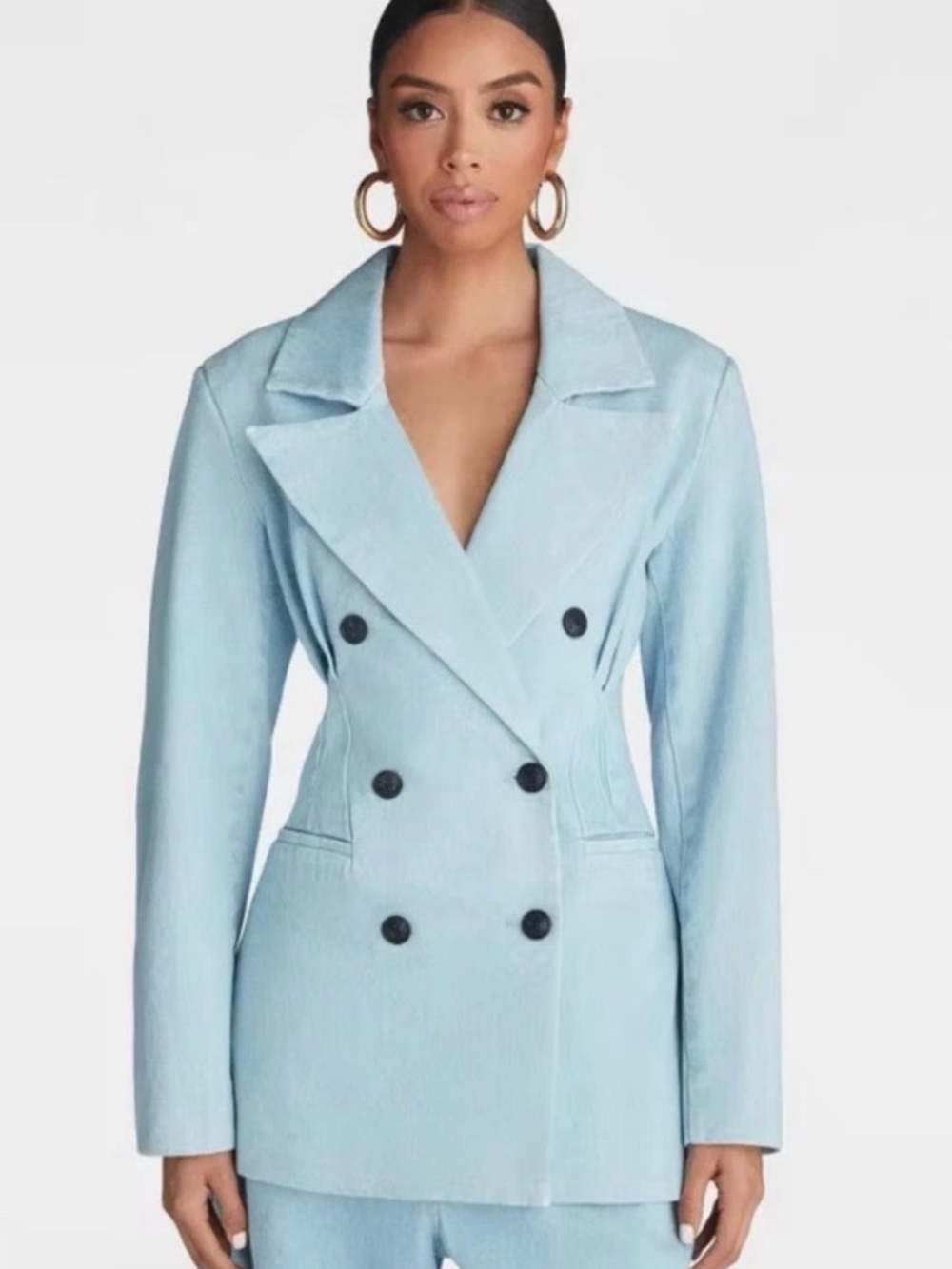 NEW KBB by KAHLANA The corset denim Blue blazer Size XL Double Breasted Jacket